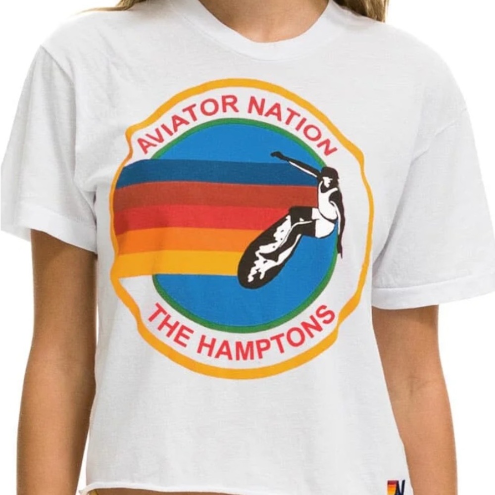 Aviator Nation Hamptons Boyfriend Tee-white